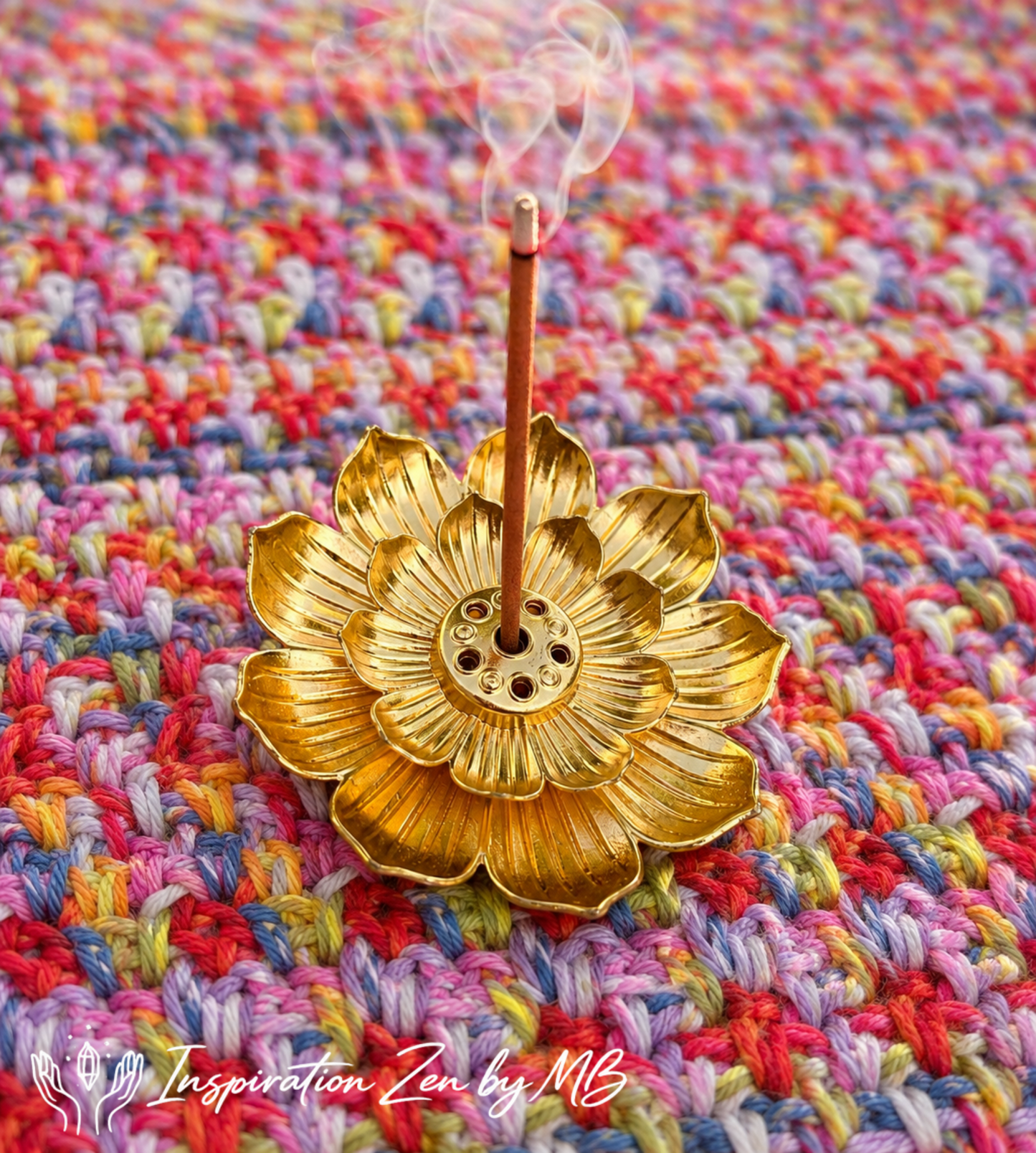 Porte-Encens Fleur de Lotus Dorée